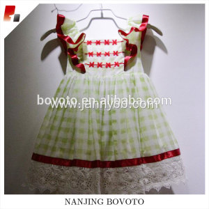 JannyBB flutter sleeve big bowknot checked dress